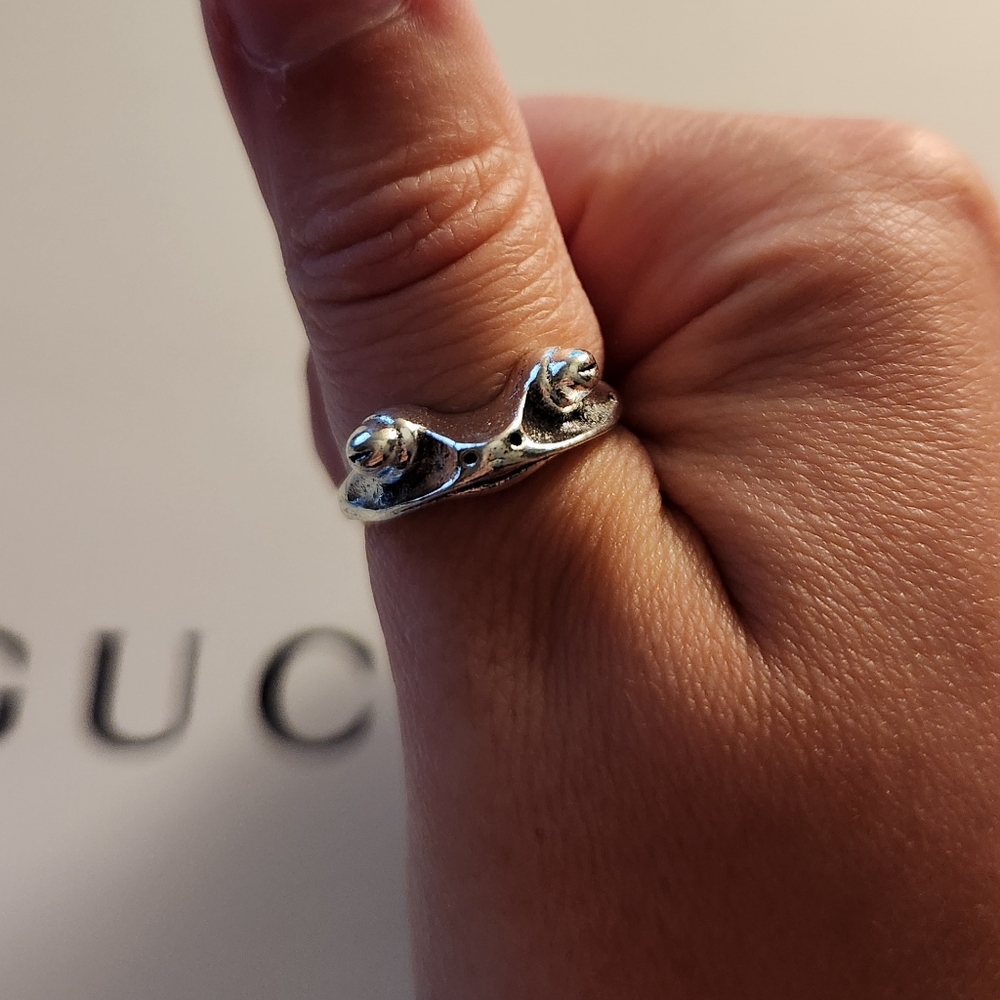 🔷️ Silver Vintage Style Frog Face Adjustable Ring Size 9 NWT - Picture 3 of 3
